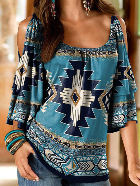 

Plus size Casual Long Sleeve T-shirt, Blue, T-Shirts