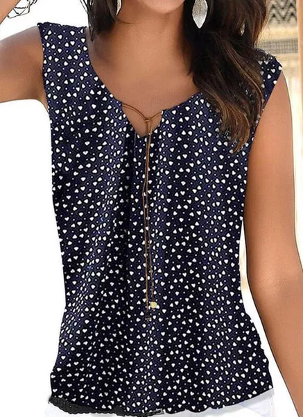 

casual Regular Fit Geometric v neck sleeveless Knit Tank, Purplish blue, Tanks & Camis