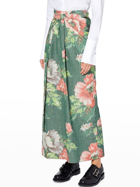 

Floral Daily Regular fit Casual Long Skirt, Green, Maxi Skirts