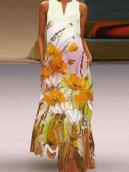 

Floral Loosen Elegant Vacation Short sleeve Knit Dress, Multicolor, Dresses