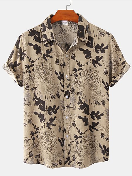 

Men's Casual Floral Short Sleeve Shirt, As picture, Men's Floral shirt