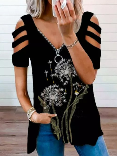 

Dandelion Casual Short Sleeve T-shirt, Black, T-Shirts