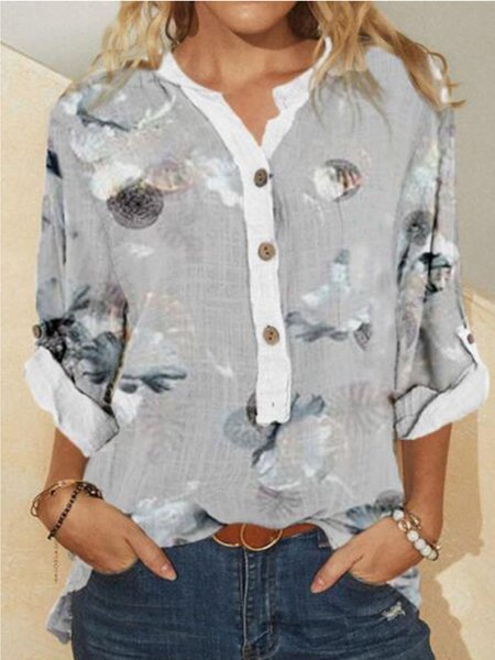

Vintage Loosen Three Quarter Blouse, Multicolor, Blouses & Shirts