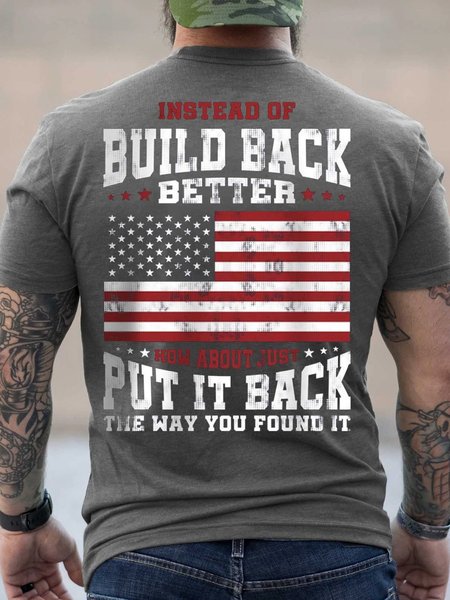 

Men's Instead Of Build Back Better How About Just Put It Back The Way You Found It T-Shirt, Gray, T-shirts