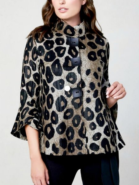 

Stand Collar Casual Regular Fit Jacket, Snakeskin, Blazers