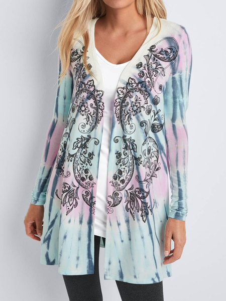 

Loosen Tie Dye Halter Cardigan, As picture, Outerwear