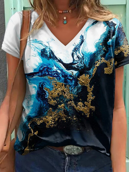 

Vacation Regular Fit Abstract Short Sleeve T-shirt, Blue, T-Shirts