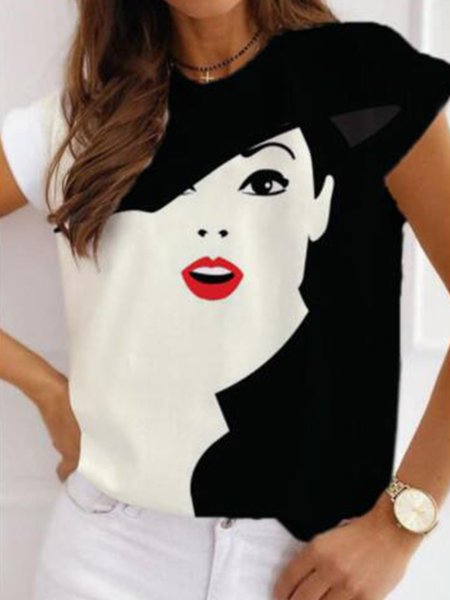 

Casual Crew Neck Regular Fit Short Sleeve T-Shirt, Black, T-Shirts