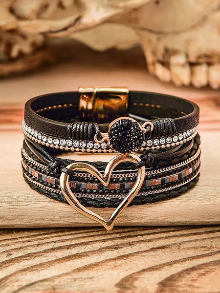 

JFN Bohemian Multilayer Heart Bracelet, Black, Bracelets