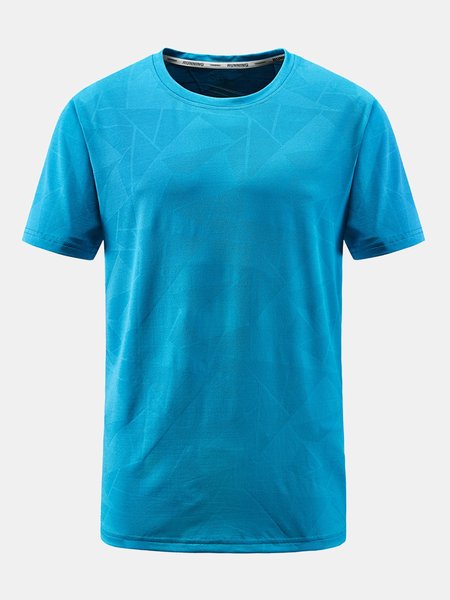 Men's Quick Dry Breathable Round Neck Short Sleeve Tee, Blue, T-shirt
