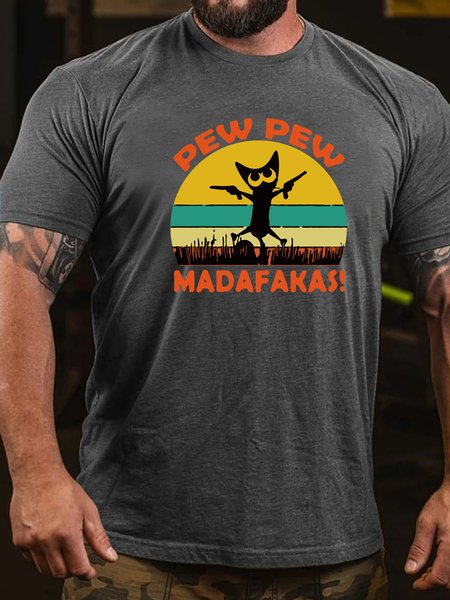 

Paw Paw Funny Print Casual Short Sleeve T-Shirt, Gray, T-shirts