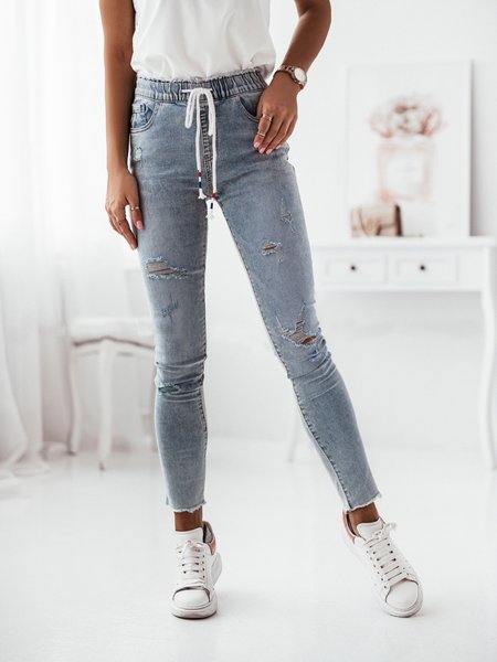 

Plain Denim Casual Jeans, Blue, Jeans