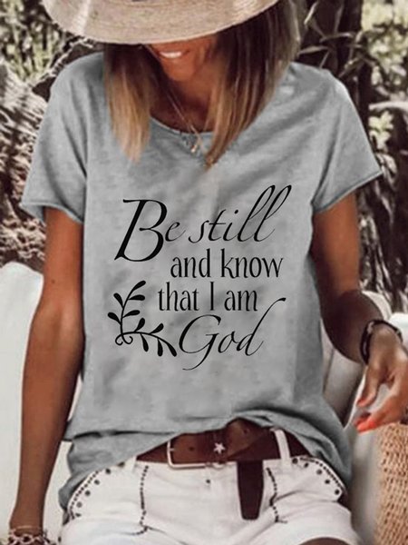 

Casual Letter Loosen Crew Neck Short Sleeve T-Shirt, Gray, T-Shirts