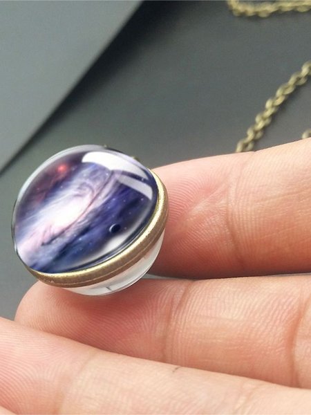 

Universe Galaxy Starry Glass Ball Time Gemstone Necklace, Color7, Necklaces