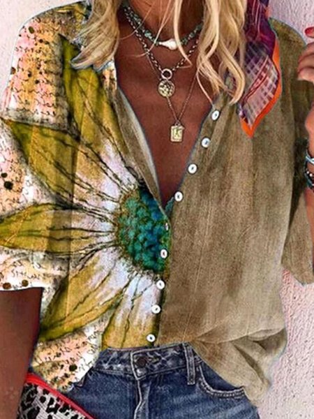 

Casual floral print spring new hot designer women's shirts, Multicolor, Shirts & Blouses