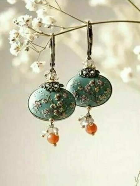 

Vintage Alloy Floral Earrings, As picture, Earrings