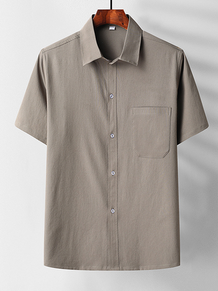 

American Vintage Solid Linen Casual Shirt, Lightgreen, Men's basic shirt