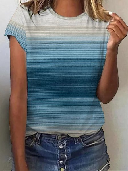 

Casual Ombre Short Sleeve T-Shirt, Blue, T-Shirts