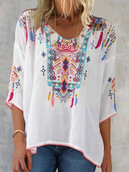 

Color Block Crew Neck Vintage Shirts & Tops, Multicolor, T-Shirts