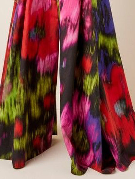 

Elegant Floral Wide Leg High Waisted Pants, As picture, Wide Leg Pants