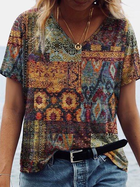 

Casual Short Sleeve T-Shirt, As picture, T-Shirts