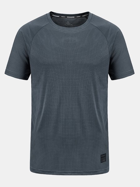 Men's Quick Dry Breathable Round Neck Short Sleeve Tee, Deep gray, T-shirt