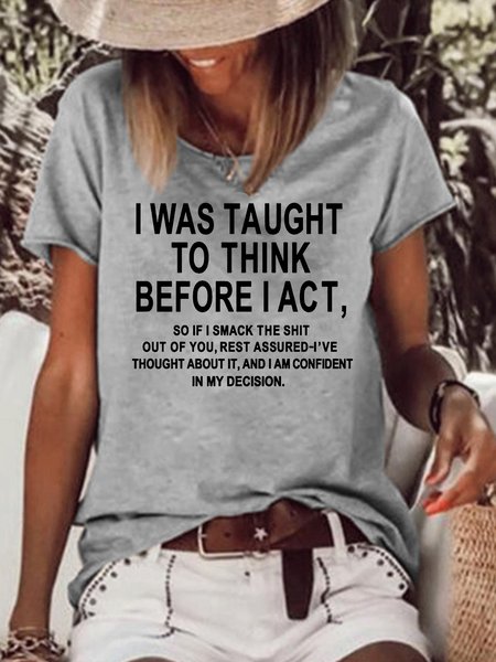 

Funny Saying Short Sleeve Tops, Gray, T-shirts