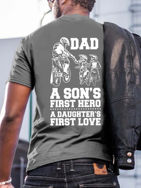 Dad A Son's Hero ,A Daughter’s First Love T-Shirt, Deep gray, T-shirts