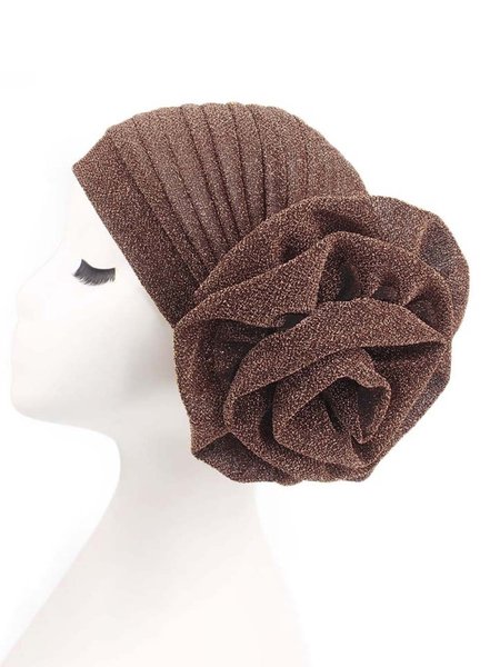 

Bright Silk Fabric Flower Bandana Hat, Coffee, Hats