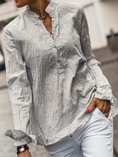 

Casual Long Sleeve Blouse, Light gray, Blouses & Shirts