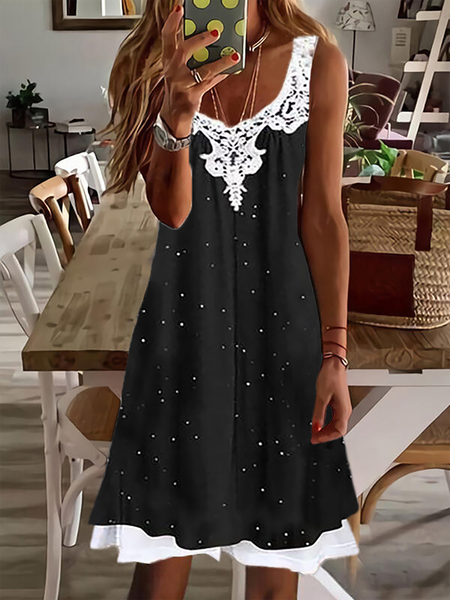 

Plus size Sleeveless Casual Dress, Black, Mini Dresses