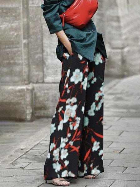 

Fashion Loosen Wide Leg Daily Pants, Black, Wide Leg Pants