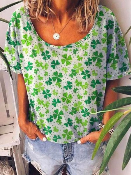 

Casual Short Sleeve T-Shirt, Green, T-Shirts