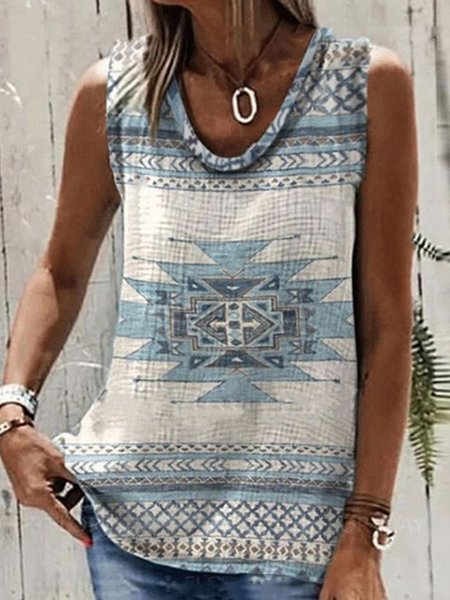 

Spaghetti Loosen Vacation tribal sleeveless Vests, Multicolor, Tanks & Camis