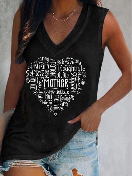

V Neck Casual Knit Tank, Black, Tank Top