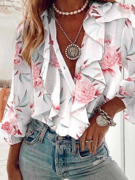 

Casual Loosen Long Sleeve Blouse, Pink, Blouses & Shirts