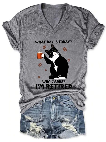 

What Day Is It Today Who Cares I'm Retired Shirts&Tops, Gray, T-shirts