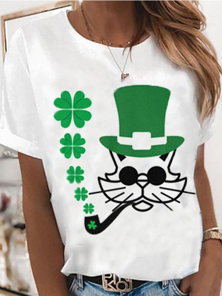 

Casual Short Sleeve Tops, White, T-Shirts