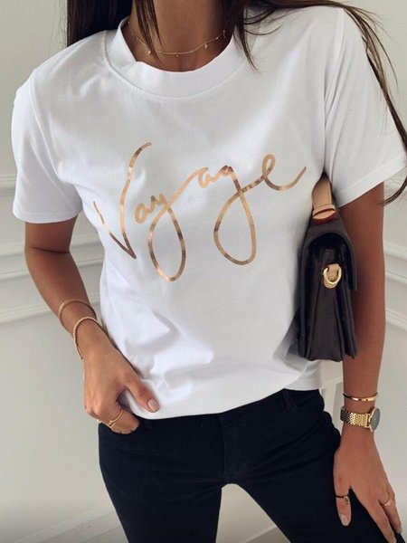 

Casual letter pattern designer spring new hot women's T-shirt, White, Tees & T-shirts