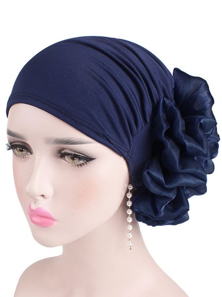 

Stretch Fabric Flower Bandana Hat, Navyblue, Hats