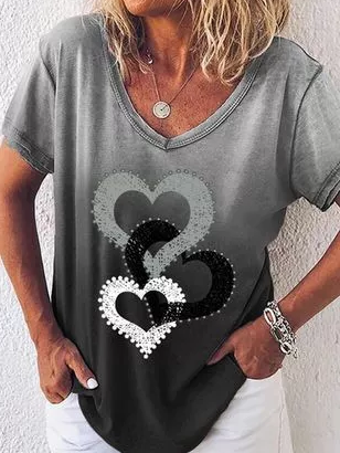 

Casual Short Sleeve T-Shirt, Black-grey, T-Shirts