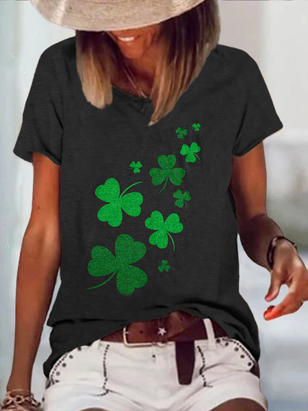 

Plus size Saint Patrick’s Day Shamrock Clover Short Sleeve T-Shirt, Black, T-Shirts