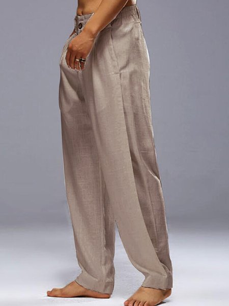 

Men's Cotton Linen Elastic Waist Breathable Comfort Drawstring Casual Trousers, Light gray, Men's pants