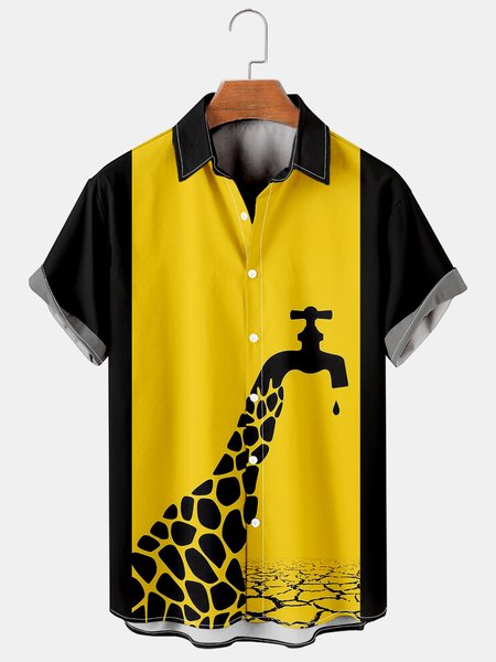 

Creative Eco-Friendly Graphic Men's Casual Short Sleeve Shirt, As picture, Short Sleeve Shirts