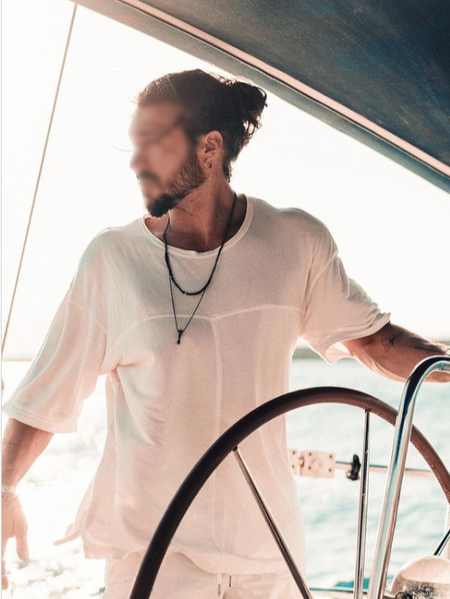 

Men's cotton and linen style loose round neck Tee, White, T-shirt