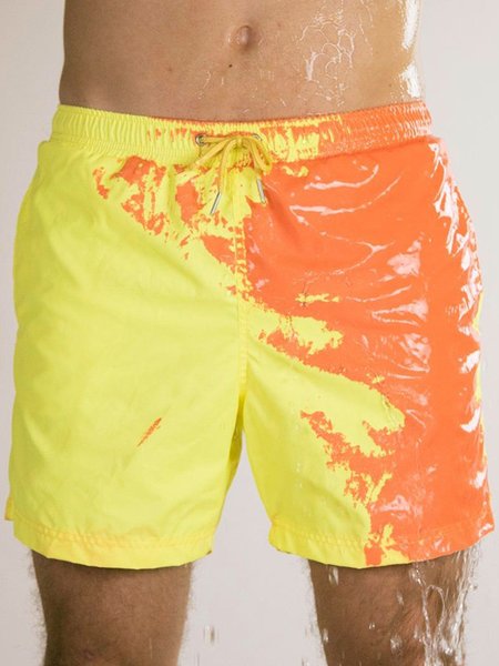 

Men’s Color Changing Swim Trunks Summer Cool Quick Dry Board Shorts with Pockets, Yellow, Men's shorts