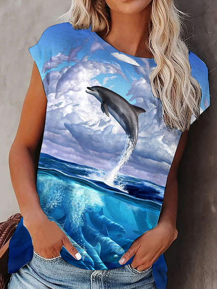 

Sea Cotton Blends Regular Fit Knit Tank, Blue, Tanks & Camis