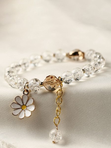 

Colorful Crystal Daisy Bracelet, White, Bracelets