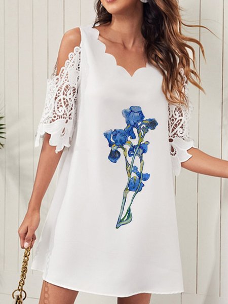 

Loosen Elegant Solid Casual Dresses, White, Mini Dresses