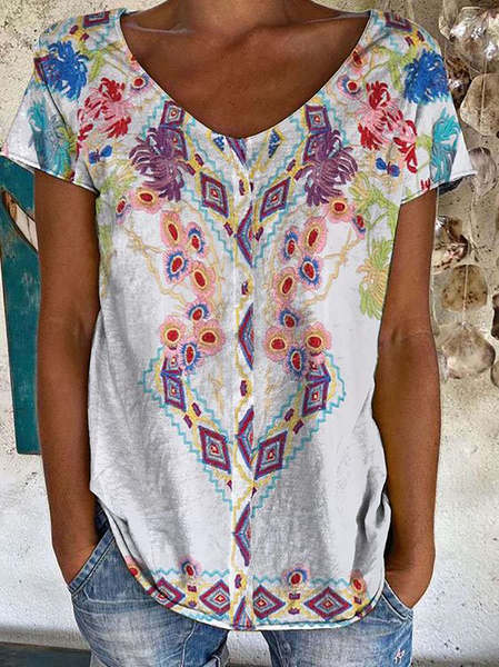 

Plus size Hippie Casual Short Sleeve T-Shirt, As picture, T-Shirts